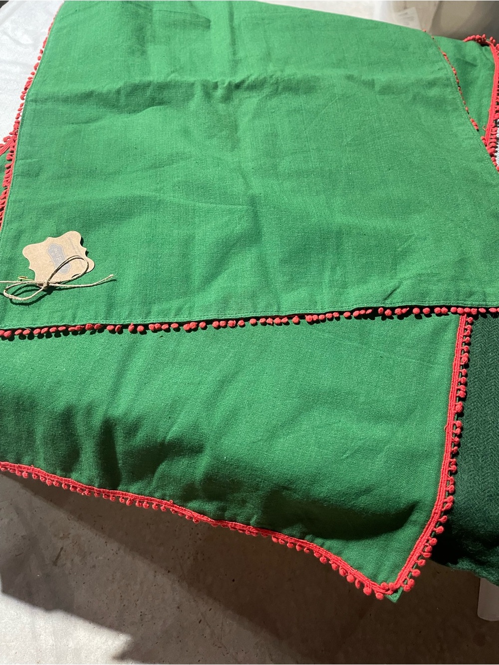 Mud Pie Green Pom Pom Table Runner